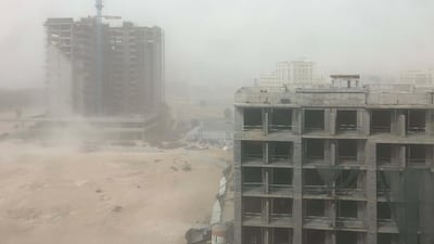 The sandstorm in Al Barsha South, Dubai. Chris Whiteoak / The National