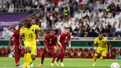 Enner Valencia scores from the penalty spot. Getty