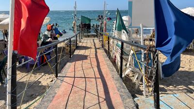 Visually impaired and blind Egyptians can now better enjoy the sea after a public beach was opened to accommodate them in Alexandria on the Mediterranean coast. Mahmoud Nasr / The National