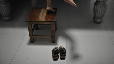 Wuka trains on a custom-built table from where he can play. Reuters