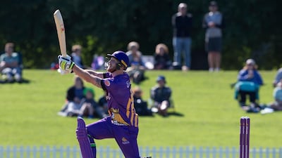 Ben Stokes hits a six during his innings of 93 runs for the Canterbury Kings. Mark Baker / AP Photo