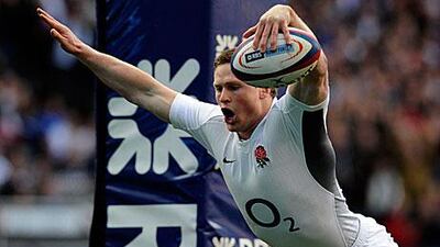 Ashton scores the first of his four tries for England.