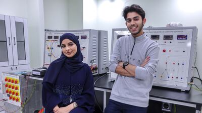 Noora Hamad Alrashdi and Aryan Kumar Jha, students at IIT Delhi Abu Dhabi