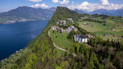The Burgenstock resort above Lake Lucerne, which will host a peace conference for Ukraine in June. Switzerland has invited more than 160 delegations to next month's conference, the Foreign Ministry said, although Russia is not among them 'at this stage'. AFP