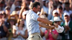 AUGUSTA, GEORGIA - APRIL 12: Rory McIlroy of Northern Ireland celebrates winning the 2026 Masters Tournament on the 18th green at Augusta National Golf Club on April 12, 2026 in Augusta, Georgia. Jared C. Tilton/Getty Images/AFP (Photo by Jared C. Tilton / GETTY IMAGES NORTH AMERICA / Getty Images via AFP)