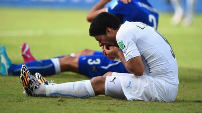 June 24, 2014: Suarez clashed with Italy defender Giorgio Chiellini while waiting for a cross during a World Cup group match. Replays showed that the Uruguay striker lunged at Chiellini and bit his shoulder (Chiellini showed bite marks), followed by Suarez falling and clutching his face. Again Suarez escaped punishment on the field, and Uruguay went on to win the match 1-0 to advance to the last-16, knocking the Azzurri out in the process. Two days after the match, Suarez was banned for nine international matches. Getty Images