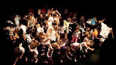 Members of the Kids Theatre Works cast dance at the Dubai Community Theatre and Arts Centre.
