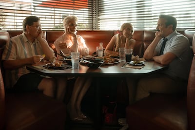 Jeremy Swift, Hannah Waddingham, Juno Temple and Jason Sudeikis in Ted Lasso. Photo: Apple TV