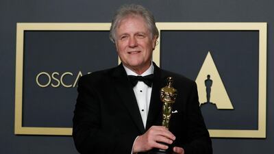Donald Sylvester poses with the Oscar for Best Sound Editing for 'Ford v Ferrari' at the 92nd Academy Awards on Sunday, February 9. Reuters