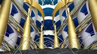 Fountains at the entrance of Burj Al Arab hotel in Dubai. Pawan Singh / The National