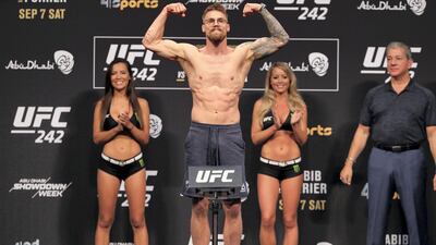 Teemu Packalen weighs in before his fight with Ottman Azaitar at UFC 242.