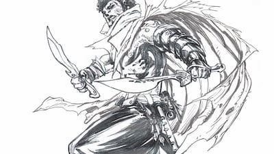 An illustration Antar the Black Knight by DC Comics artist Eric Battle. Courtesy Mena CineFinance LLC