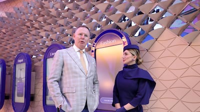 Riyadh Air's chief executive Tony Douglas at the airline's stand at Arabian Travel Market in Dubai on Monday. Chris Whiteoak / The National