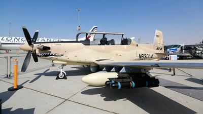 The AT-6 multi-role, multi-mission aircraft of Beechcraft at the Dubai Airshow. Victor Besa for The National