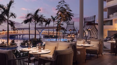 A view of the adults-only pool from the terrace of Novikov Cafe