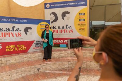 Filipinas vote in their home country elections in Dubai at the consulate in Al Qusais. Antonie Robertson / The National