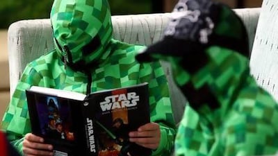 Visitors to the IGN Convention dressed up as Creepers from the video game Minecraft. Satish Kumar / The National