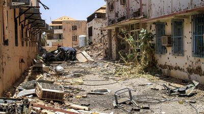 Debris covers the grounds of a hospital in Khartoum. The Sudanese capital bears the scars of the war between the army and the RSF. AFP
