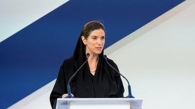 HE Dr Maha Tayseer Barakat, Director General of the Health Authority – Abu Dhabi (HAAD), delivers a speech, during the Global Health Forum. Rashed Al Mansoori / Crown Prince Court - Abu Dhabi