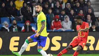 Ghana's midfielder Tariq Lamptey in action against Brazil and at The Oceane Stadium in Le Havre, northern France on September 23, 2022. AFP