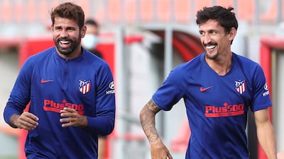 Atletico Madrid players Diego Costa and Stefan Savic. EPA