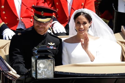 The Duke and Duchess of Sussex on their wedding day, May 19, 2018. AP