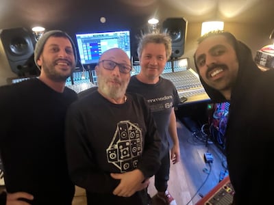 Howie B, second from left, with Bashar, far right. Photo: Howie B