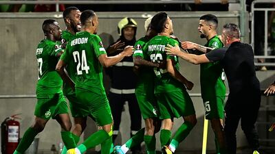 Ludogorets' Nonato celebrates with teammates after scoring the winner. EPA