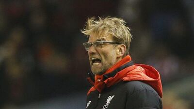 Liverpool manager Jurgen Klopp reacts during his team's Premier League match against West Brom on Sunday in the Premier League. Carl Recine / Action Images / Reuters / December 13, 2015