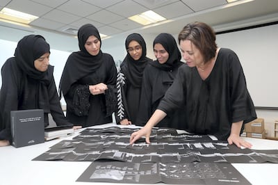 Michele Bambling, far right, curated Structures of Memory in the UAE. Chris Whiteoak / The National
