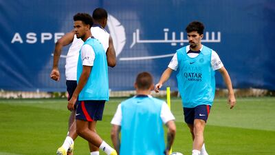 PSG's Vitinha during training. Reuters