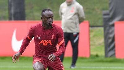 Sadio Mane trains in Kirkby on Tuesday.