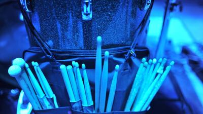 The drumsticks await the band before the start of the Bon Jovi concert at Du Arena on Thursday night. Delores Johnson / The National