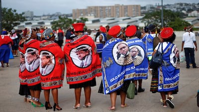 The image of King Misuzulu was everywhere at his coronation in Durban. Reuters