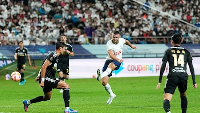 Tottenham Hotspur's Eric Dier scores against a K-League XI at Seoul World Cup Stadium in South Korea, on July 13, 2022. AP