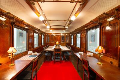 The Armistice Carriage, centre, is a replica of the original, laid out exactly as the one in 1918 would have been. Courtesy X Renoux