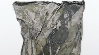 Dala Nasser’s painted, resin and latex-coated survival blankets. Reem Mohammed/The National