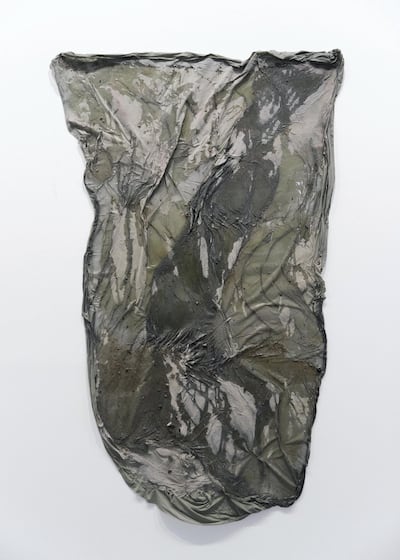 Dala Nasser’s painted, resin and latex-coated survival blankets. Reem Mohammed/The National