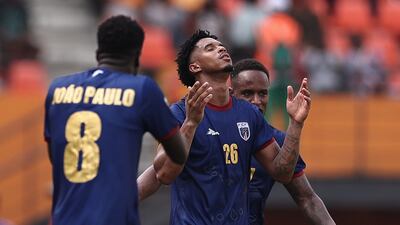 Kevin Pina celebrates scoring Cape Verde's third goal. AFP