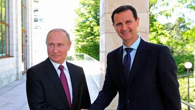 Russian President Vladimir Putin, with Syrian President Bashar Al Assad. AP