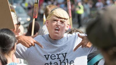 Protesters gather at the gates of Blenheim Palace. Getty Images