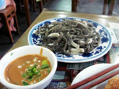 Baodu is a Niujie speciality of beef or sheep tripe plunged into boiling water and served crisp and tender with dipping sauces. Photo: Wikimedia