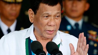 Former Philippines president Rodrigo Duterte. His lawyer says his client is not fit to stand trial due to medical problems. AP