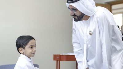 Sheikh Mohammed bin Rashid, Vice President and Ruler of Dubai, visits Al Maktoum Primary School for Boys on Sunday. Wam