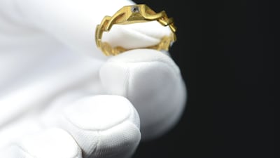 The wedding ring given by Sir Thomas Brook to his wife Lady Joan Brook for their marriage in 1388. PA