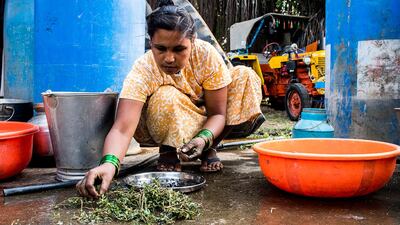 Ashwini Gaikwad, 35, learned the art of hand-making kohl from her mother-in-law, Kusum.