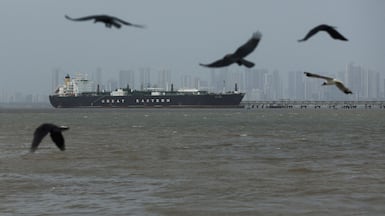 Jag Vasant vessel transferring LPG at a Mumbai port after crossing the Strait of Hormuz amid supply disruptions linked to the US-Israeli conflict with Iran. Reuters