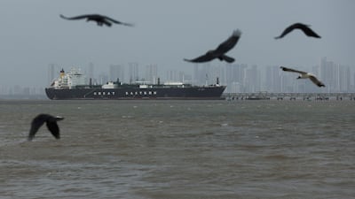 Jag Vasant vessel transferring LPG at a Mumbai port after crossing the Strait of Hormuz amid supply disruptions linked to the US-Israeli conflict with Iran. Reuters