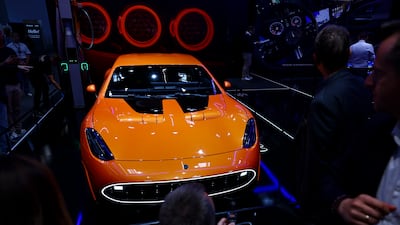 A Mercedes Benz Concept AMG GT XX on display. EPA