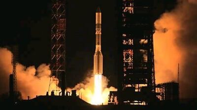 A Proton-M carrier rocket with the Yahsat 1B telecommunications satellite aboard, blasts off from Kazakhstan's Baikonur cosmodrome. AFP